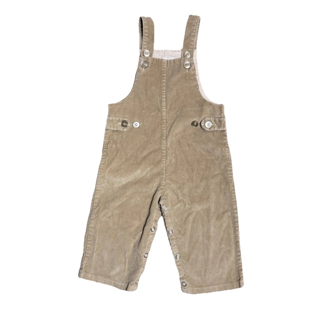 Vintage Neat & Nifty Baby Corduroy Overalls 18M Tan Beige Snap Leg Adjustable